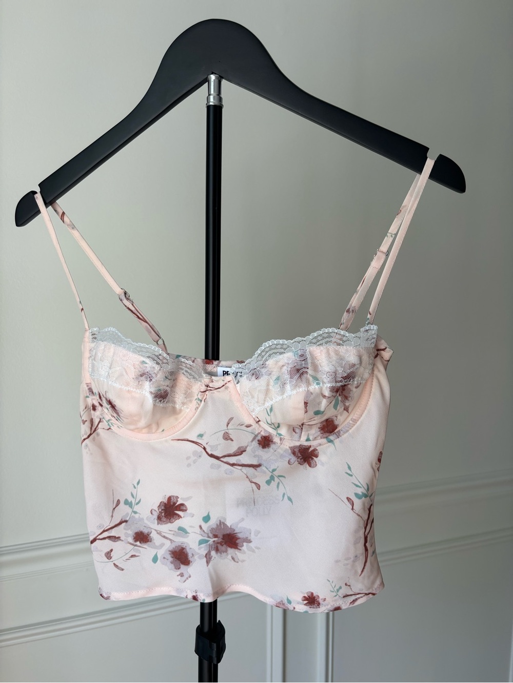 Princess Polly Pink Floral Lace Trim Camisole